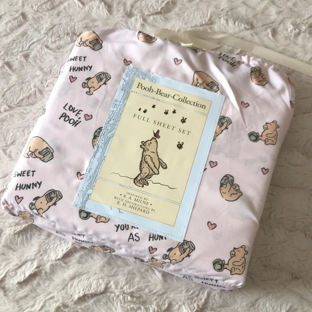Pooh Bear Collection Pink Winnie the Pooh Heart Print Sheet Set - FULL